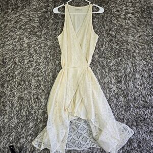 Abercrombie & Fitch Womens Medium Cream Lace Wrap Dress Sleeveless V-Neck